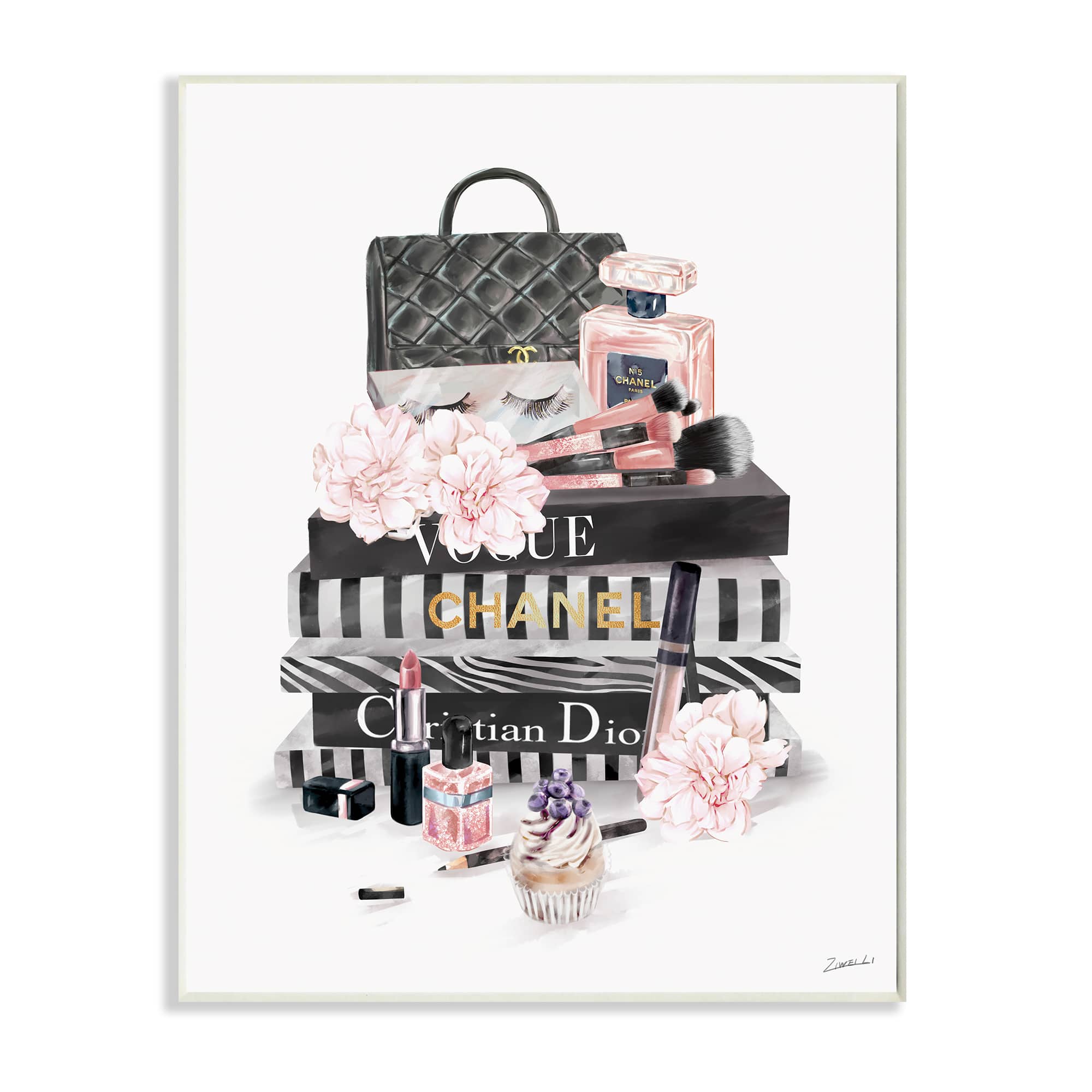 Stupell Industries Daily Glam Necessities Fashion Forward Book Stack Wall Plaque